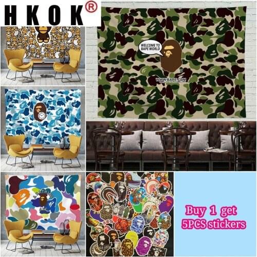 HKOK Camouflage Tapestry Wall Rugs Wall Hanging Fabric Mural Background Cloth Towel Beach Fabric Blanket Dorm Living Home Decor