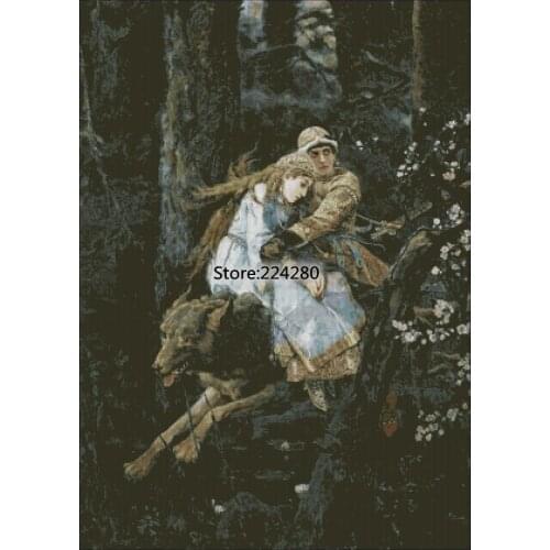 The prince riding a gray wolf oil painting Needlework, Cross stitch kits Stylish for Embroidery,Patterns art 14CT DIY Handmade