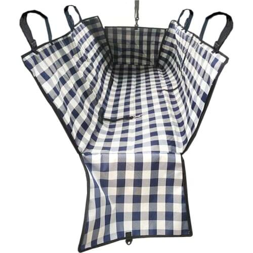Plaid Folding Dog Car Back Seat Cover Waterproof Travel Mat Hammock Cushion Protector Pet Carrier Car Rear Back Seat Carrier