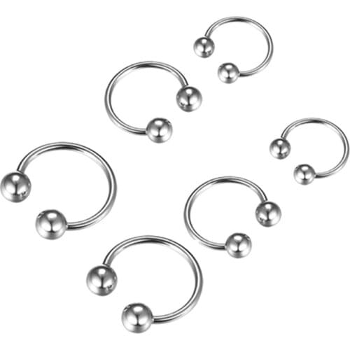 3pcs Stainless Steel Nose Hoop Ring Septum Rings Lip Studs Nostril Earrings Circular Tragus Ear Piercing Horseshoe Body Jewelry