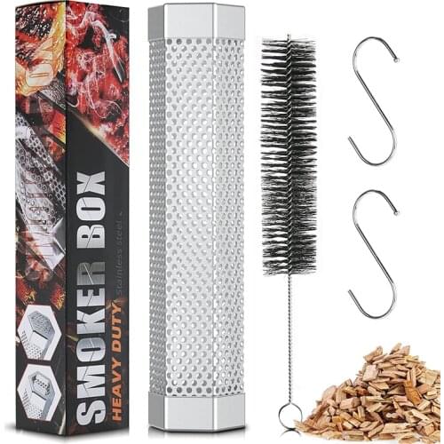 LMETJMA Pellet Smoker Tube 12inch Stainless Steel BBQ Wood Pellet Tube Smoke for Cold/Hot Smoking Works with Electric Gas KC0416