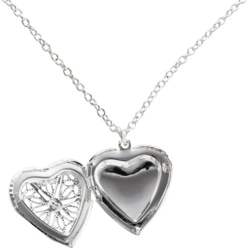 Metal Silver medallion Necklace pendant Reliquary 25mm Heart Shape