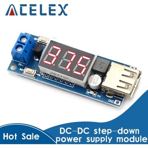 DC5V voltage stabilized power supply module vehicle battery voltage meter USB/ output 5V mobile phone charging board