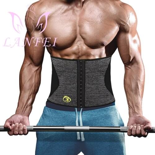 LANFEI Men Waist Trainer Compression Belt Hot Neoprene Body Shaper Waist Trimmer Corset Sauna Slimming Shapewear for Weight Loss
