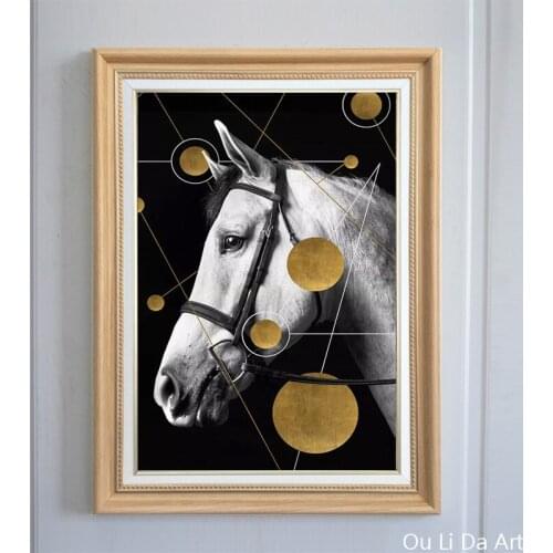No frame contracted golden abstract geometry steed canvas printings oil paintings printed on canvas wall art decoration picture