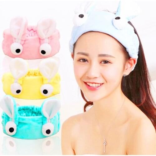 New Cute Elastic Rabbit Ears Headbands for Women Girls Makeup face washing Hairband Comfortable Wash Face Bathe Hair Accessories