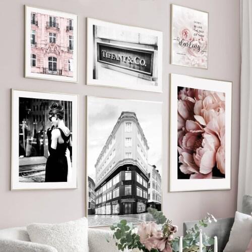 Paris Fashion Girl Luxury Store Rose Wall Art Canvas Painting Nordic Posters And Prints Wall Pictures For Living Room Decor Club