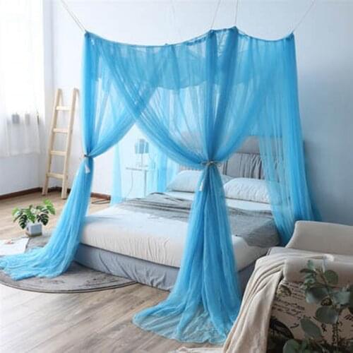 Sexy Pink Mosquito Net Palace Four Door King/Queen Double Size Home Single Bed Prevent Insect Square Grace Blue Canopy Net