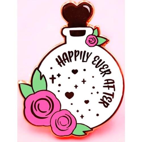 Happily Ever After Potio Bottle Enamel Brooch Pin Backpack Hat Bag Lapel Pins Badges Women Mens Fashion Jewelry Accessories