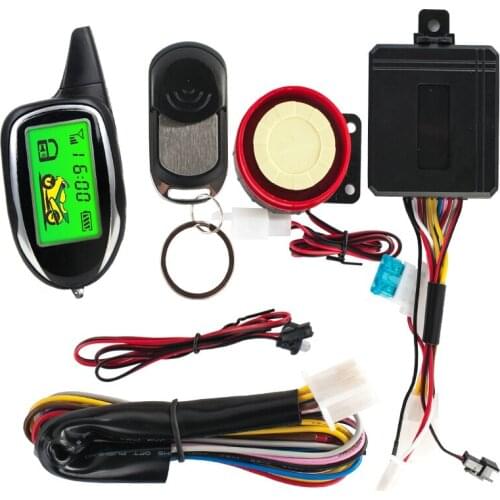 Motorcycle LCD Screen Alarms Scooter Security Alarm System Motorbike 2 Way Alarm Dual Remotes Alarm for Motor Theft Protection