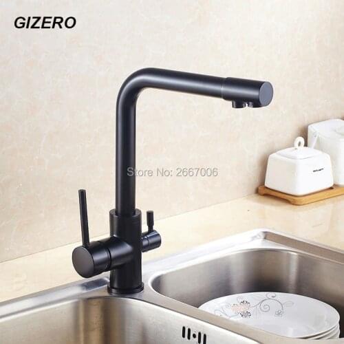 Wholesale Drink Water Faucet Kitchen Purifier Faucet Filter Taps Brass Taps Black Color Water Crane Dual Handle ZR370