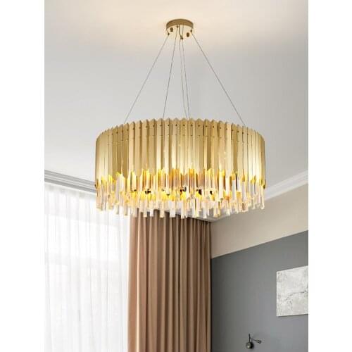 Modern minimalist light luxury living room chandelier villa Hong Kong style European bedroom dining room Nordic round chandelier