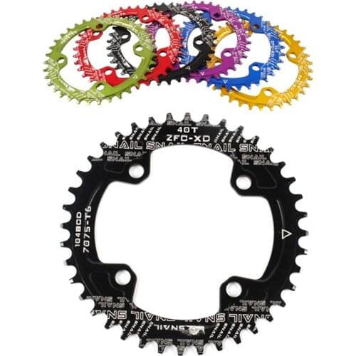 Bicycle Gear Disc Parts Aluminum Alloy Bicycle Bearings 104BCD MTB 36 38 40T Bike Narrow Wide Round Chainring Ring Tooth
