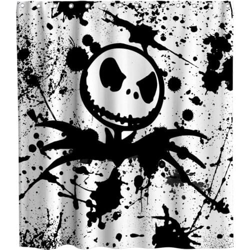 Jack Night-mare Before Christmas Shower Curtain Halloween Fabric Skull Bathroom Décor