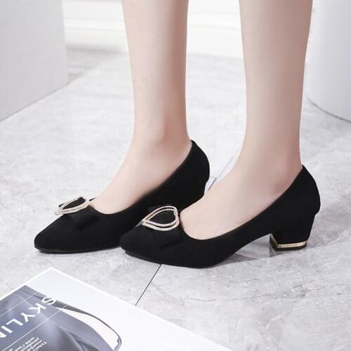 Ladies Suede High Heels Boat Shoes Office Ladies Shoes Metal Decorative High Heels Formal Shoes Womens Shoes Women Pumps