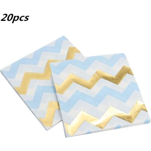 20pcs /lot Gold Foil Dot Paper Napkin Plate Cups For Boy Girl Gender Reveal Party Tissue Napkin Decoration Serviettes 33*33cm