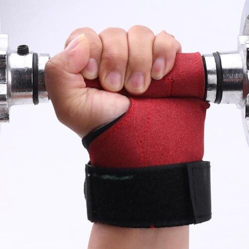 1pair Weight Lifting Hand Grips Workout Pads Power Lifting Pull Up Fitness Gloves Cowhide Non-slip For Gymnastics Training