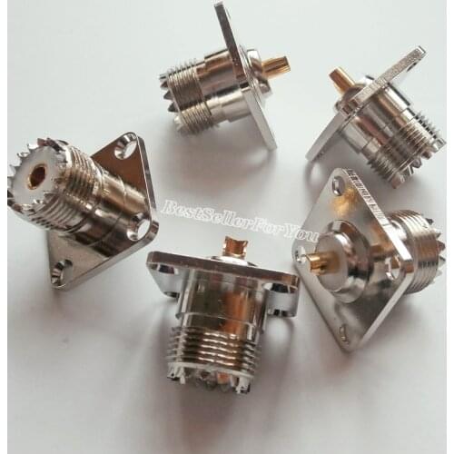 10Pcs Connector UHF Female SO239 SO-239 Jack 4-Hole 25mm Flange Solder Panel Mount