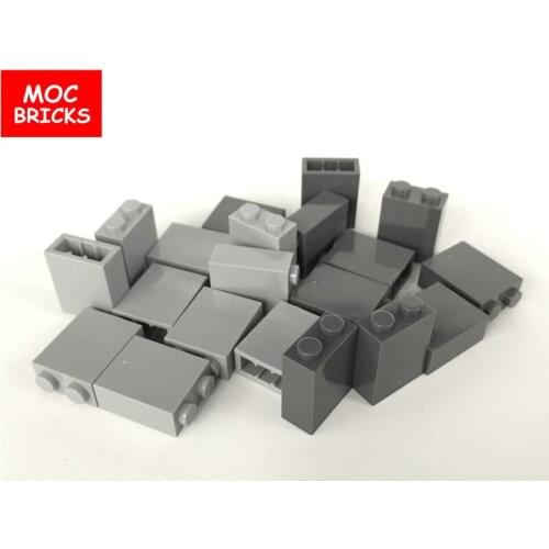 100pcs/lot MOC Bricks Dark gray & Light gray Brick 1 x 2 x 2 with Inside Stud Holder fit with 3245C Building Blocks DIY Toy gift