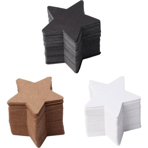 100Pcs Star Shape Blank Kraft Paper Card Hang Tag Label Christmas Wedding Crafts