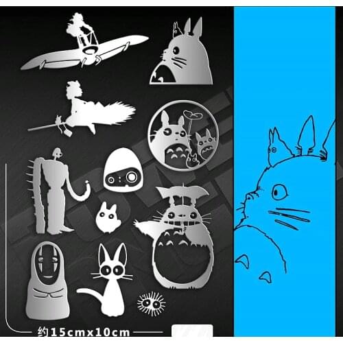 11pcs/set Classic My Neighbor Totoro Cartoon Stickers Metal Stickers For Phone Laptop Stiker Children DIY Toy Sticker