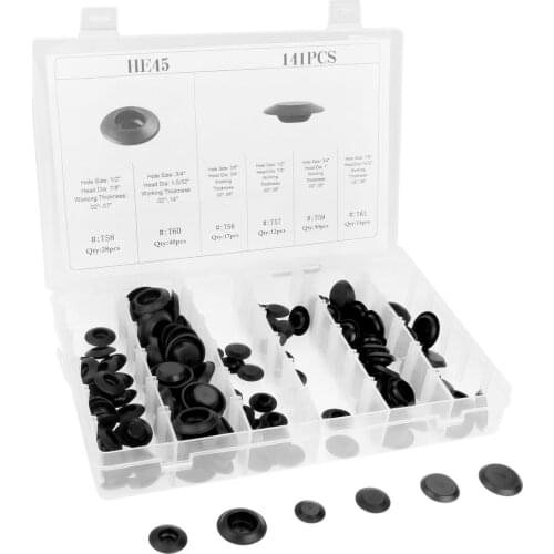 141Pc Car Flush Mount Plastic Plug Clip Assortment Auto Body Sheet Metal Hole Plug Kit Accessories For V W Ford Kia Mazda Toyota