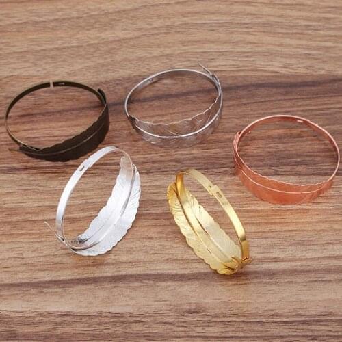 20pcs 60mm Bige Leaf Bangle Base Bracelet Blanks Bezel Brass Cuff Bracelet Setting