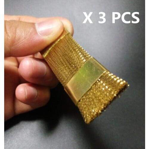3 Pcs Dental material Copper Flat brush For clean Burs , Copper Material