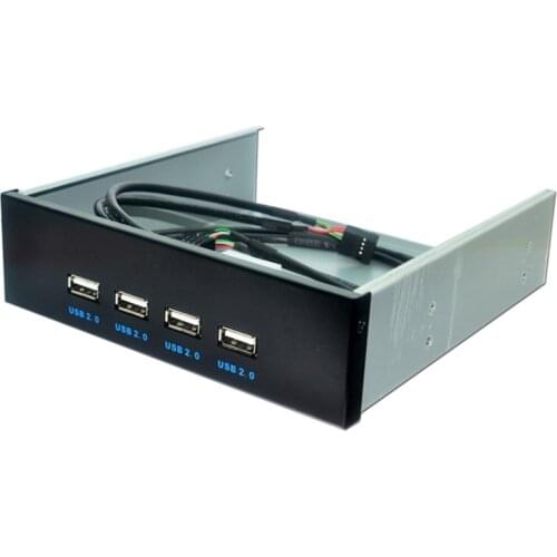 4 Ports USB 2.0 Front Panel USB Hub Splitters Adapter USB 2.0 Hub USB-HUB Multiple Splitter Hubs 5.25 Driver Bay for PC Computer