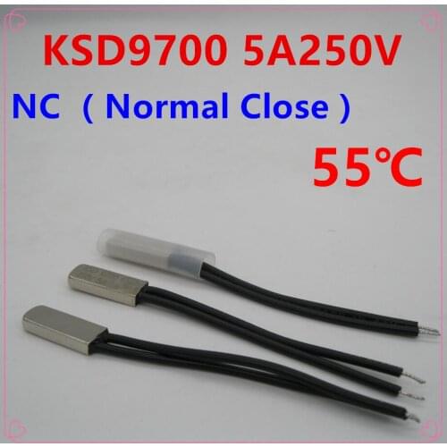 5pcs/lot KSD9700 5A250V 55 Degree Celsius (N.C.) Normal Close Temperature Switch Thermostat Thermal Protector