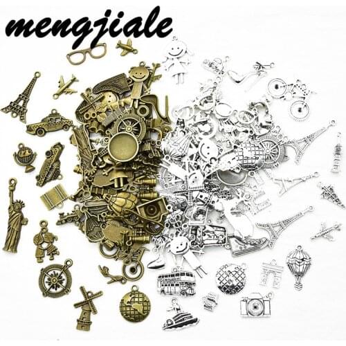 50g Wholesale Random Mix Travel Charms Alloy Metal Boat Airplane Bike Car Pendants For DIY Handmade Jewelry Accessories Making