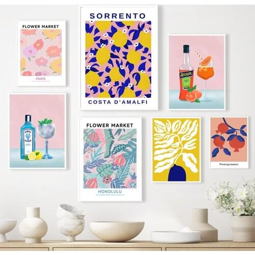Abstract Matisse Flower Market Cocktail Wall Art Canvas Painting Nordic Posters And Prints Wall Pictures For Living Room Decor