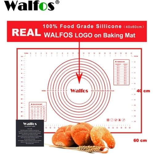 WALFOS 40X60CM Non-Stick Silicone Baking Mat Pad Sheet Baking Pastry Tools Rolling Dough Mat Large Size for Cake Cookie Macaron
