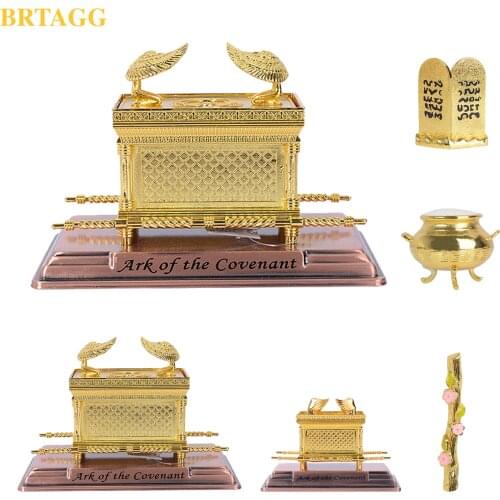 BRTAGG The Ark of the Covenant Replica Statue Gold Plated With Contents Aaron Rod Manna Vessel Ten Commandments Stone Holy Land