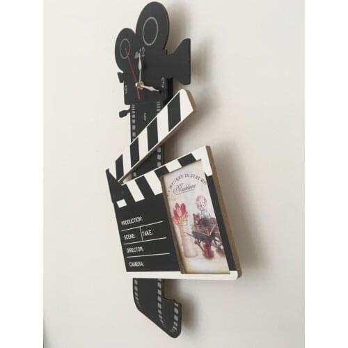 Goodtime Clapperboard Picture Frame Decorative Wall Clock MDF Wooden Home Needles Design Free Shipping