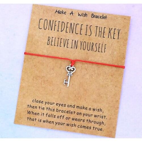 Confidence Wish Bracelet Key Charm Believe Wish Bracelet Graduation Jewelry Key Bracelet Women Men Friendship Graduation Gift