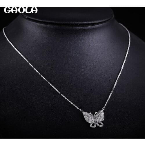 GAOLA New Animal Necklaces Butterfly Pendants 3 Colors Cubic Zirconia Jewelry For Women Accessories GLD1323