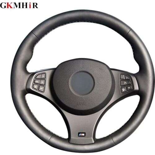 GKMHiR DIY Black Steering Wheel Cover Hand-Stitched Artificial Leather Car Steering Wheel Cover for BMW E83 X3 2009 2010