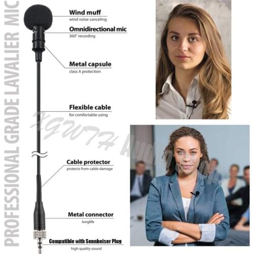 Hot Sale Mini Lavalier Lapel Condenser Microphone with Easy Clip On Best Omnidirectional Mic for Sennheiser Wireless System