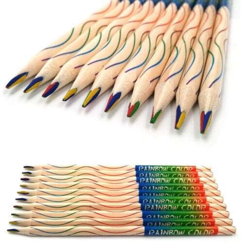 10~12pcs/Lot Rainbow Pencil 4 In 1 Colored Pencils DIY Drawing Painting Stationery Color Pencil for Child Graffiti Drawing Gift