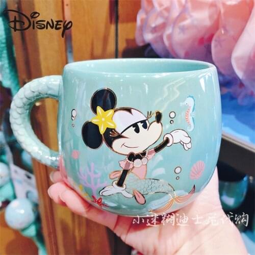 Disney Mermaid Princess Mug Ceramic Cartoon Minnie Daisy Water Cup Mickey Mouse Breakfast Cup