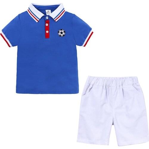 2020 Summer Baby Boy Clothes Sets Kids Short Sleeve Football Polo Shirt Shorts 2pcs Children Outerwear Suit Toddler Clothing