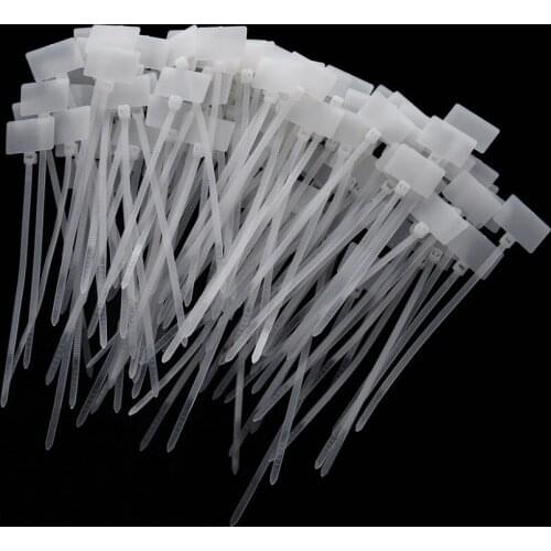 OOTDTY 100 Pcs White Plastic Nylon Mark Tags Label Sticker Cable Zip Ties 2x11cm Cable Ties