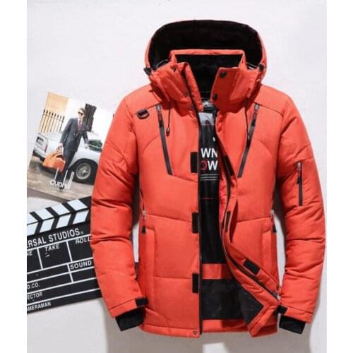 High quality mens Down jacket winter thick warm snow outerwear fashion white duck down jacket hooded parka casual men down coat