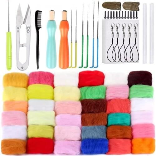 LMDZ Needle Felting Kit, Starter Felting Tool Kit for Needle Felting, Include 36 Colors Wool Roving, Needle Felting Needles