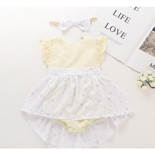 New Style Newborn Dress Baby Sets White Black Fashion Ruffled Rompers+Headband Toddler Tutu Girl Party Clothes for Birthday 0-2T
