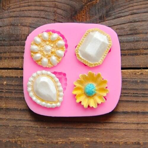 New Silicone Classic Beads Gem mold Cupcake over mould Vintage Jewelry Mold Cake Decorating Fondant Baking Mold Tools SM-048
