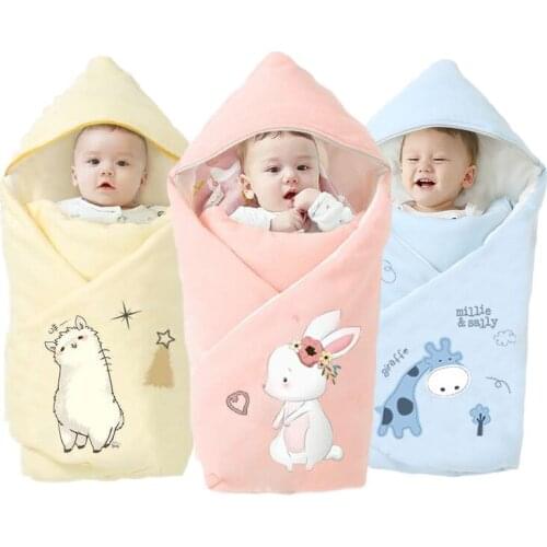 Baby Swaddle Blanket Sleeping Bag Wadded Quilt Stroller Thicken Blanket Crib Bedding Swaddling Cartoon Printing Autumn Winter