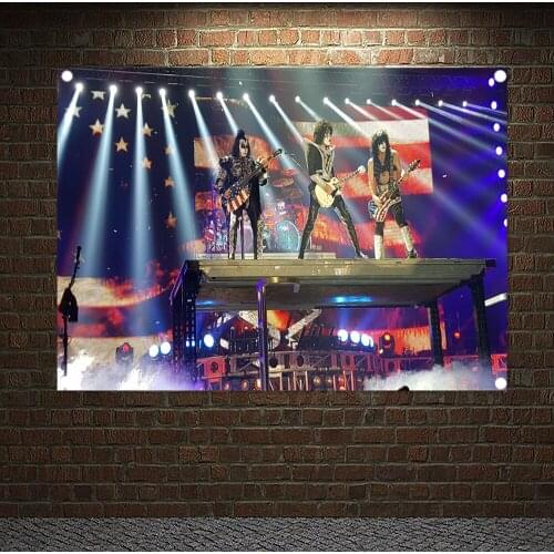 KISS Band Concert Banners Vintage Wall Art Rock Music Poster Flag Canvas Painting Wall Hanging Tapestry Bar Cafe Home Decoration