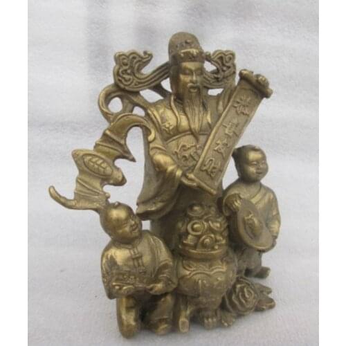 Rare Chinese manual hammer boy girl statue of the god of wealth